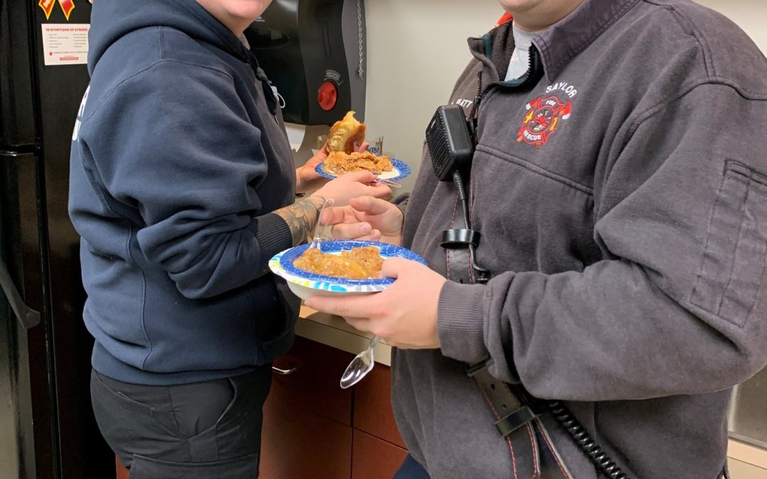 Chicken noodle soup and ‘fixings’ along with homemade apple crisp at Saylor Fire