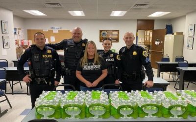 Bottled water and flavor packets for or DSM Police Department