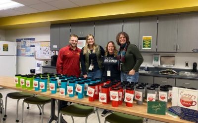 Saydel Schools and Carver Elementary Teams dropped off hot cocoa tumblers for all the teachers, administrators and staff